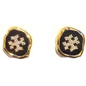 Tory Burch Gold and Black Stud Earrings